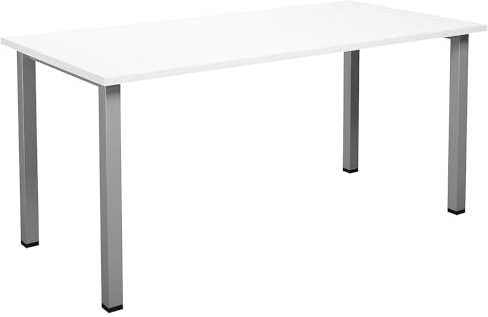 Kaiser + Kraft Mehrzwecktisch Duo-U | Gerade Platte, Tiefe 800 mm, Breite 1600 mm, weiß, silber