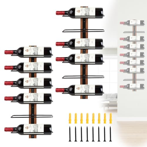 DBREAKS Botellero de Vino en la Pared para 12 Botellas, Apilable, Vertical, de Madera, para Vinoteca, Mueble Bar, Garrafeira