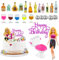 25 PCS Mini Wine Bottles Cake Toppers,With 12 Mini Wine Bottles and 5 Mini Wine Glasses,1 Mini Toilets and 1 Doll for Bachelorette Party Dollhouse Deco Birthday Cake Decorations