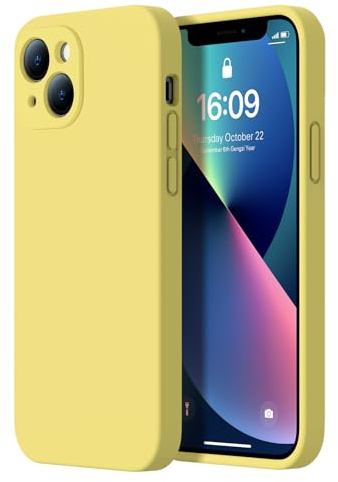 Kiresen Designed for iPhone 13 Case - Upgraded Camera Protection - Soft Microfiber Lining Inside - Liquid Silicone Shockproof Protective Phone Case 6.1 for Men Women Girls - Yellow