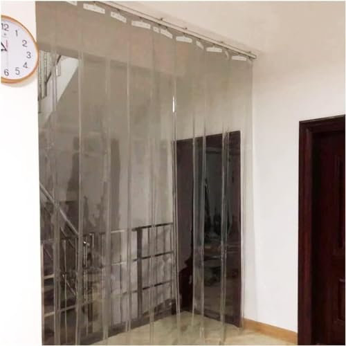 PVC-Streifenvorhänge, transparente Schiebevorhänge für den Außenbereich, Faltbare, Winddichte Rollos für Gefriertüren (Größe: 1,8 x 2 m)