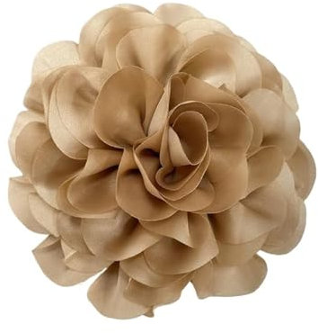 130mm Grande Broche Délicate En Forme De Camélia Faite à La Main En Tissu Avec Fleur De Rose Pour Fête De Mariage Danse Robe Costume Cérémonie Vêtements Accessoires Cadeaux (brun clair)