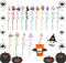 HJIAMA 16 Pezzi Cannucce Riutilizzabili, Cannucce di Halloween, 8 Colori con Motivo Rimovibile Cocktail Cannucce, Cannucce per Feste, per Riunioni di Famiglia, Negozi di Bevande, Feste di Natale
