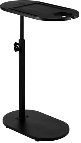Foppla Couch Side Table 360° Rotating Sofa Side Table Height Adjustable End Table for Bed or Chair with Phone & Tablet Slots Practical Couch Arm Tray Table for Living Room Bedroom Small Spaces (Black)