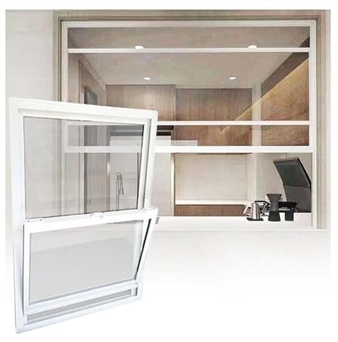 PFCDZDU Ventana Concesión para Camiones Comida, Ventana Servicio Empotrada Aleación Aluminio, Ventana Deslizante Vertical con Soporte para Tiendas Comida Escolares(27.6x31.5in/70x80cm)