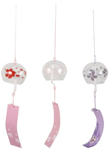 BESPORTBLE Carillon Éolien en Verre Délicat À Suspendre Motif Fleurs De Cerisier Cloches Japonaises Carillon Décoratif pour La Maison Et La Cour