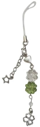 Fcnjsao Stilvoller Glücksklee-Handyanhänger, handgefertigt, Bastelbedarf, Handykette aus Acryl und Legierung für Taschen und Erw