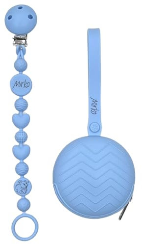 Portaciuccio, Portasucchietto IN SILICONE,Catenella portaciuccio personalizzata con nome BUBBLE AZZURRO PASTELLO BABYJART,lavabile, sicura per il bambino,compatibile con ciuccio MAM e CHICCO!