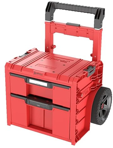 Qbrick - System PRO Cart 2.0 Plus Drawer 2 RED ULTRA HD - Tool Trolley for Tools & Accessories - Heavy Duty, Durable Plastic Construction, Storage Solution