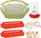 Pawaboo 5-In-1 Hühnerbrutkasten für Küken Starter Kit, Enthält Haustier Käfig Zelt, Küken Barsch, Kükenfütterung, 1,1L Kükenbewässerer, Baby-Küken-Zubehör (Brooder Set), Grün + Rot + Holz Farbe