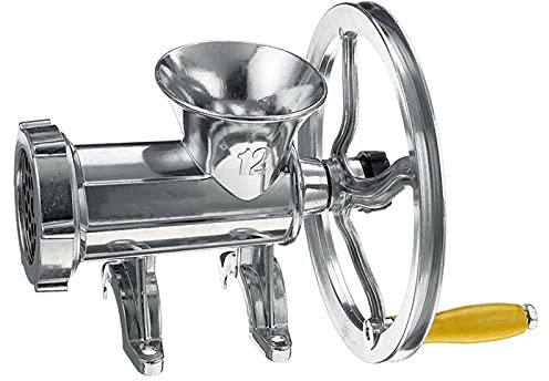 Fleisch-Handwolf, manuell, Multi-Fleischwolf, Fleischwolf, Wurstfüller, Zerkleinerer, Nudelmaschine, Tisch für Zuhause (Silber, 20,5 cm)