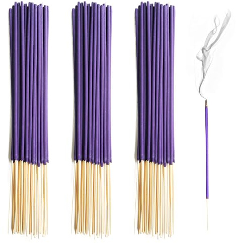 Gekamoyue 150 Räucherstäbchen, Lavendel Räucherset, Langsam Brennende Düfte, Natürliche Pflanzen Stäbchen, Reinigung Negativer Energie