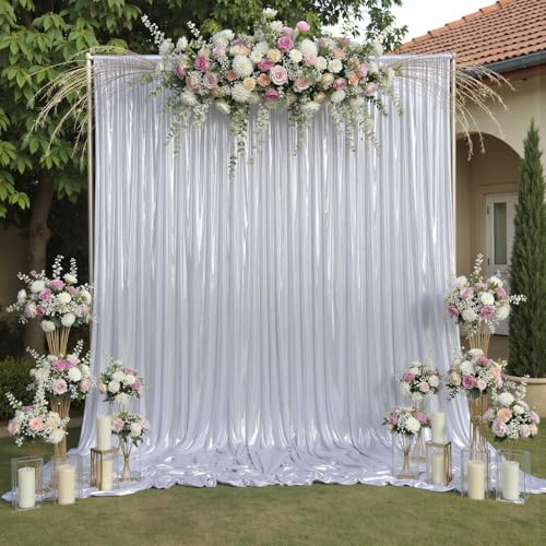 3 x 3,6 m silberner Pailletten-Hintergrund, Vorhangpaneele für Partys, faltenfrei, Glitzer-Fotohintergrund, Vorhänge, 2 Paneele, 15,7 x 3,6 m, schimmernder Hintergrund für Hochzeit, Geburtstag