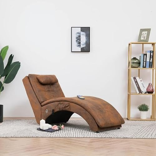 Bladez Massageliege Ottomane mit Kissen – Braun Wildleder-Optik – 100% Polyester – Bequeme Lounge-Lösung für Wohnzimmer & Balkon – Stilvolles Relaxen