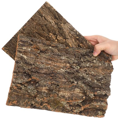 Cabilock 2Pcs Natural Cork Bark for Reptiles, Authentic Tree Bark Platform & Climbing Mat, Terrarium Decor Background for Bearded Dragons, Lizards, Turtles, Spiders & Snakes