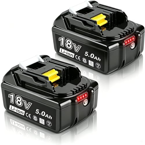 KINGTIANLE 2 Stück 18V 5.0Ah / 5000mAh Akku Ersatzakku für BL1850 BL1860B BL1855 BL1840 BL1830 BL1835 BL1820B BL1815 mit LED Indikator Werkzeugakku