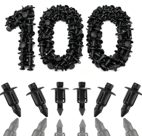 RhiVrillion Juego de 100 Remaches de Plástico para Moto y Coche, 6mm, Grapas para Paneles de Puerta, Clips Coche de Presión para Kawasaki Suzuki Yamaha