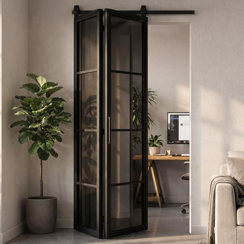 SEART Schiebetür Bifold VOBI mit Bifold Schiebetürbeschlag 100x210 cm (Rauchglas)