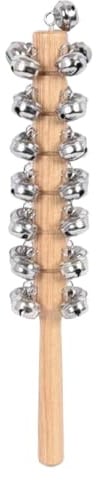 Jingle Bells per bambini – 1 sonaglio musicale con manico in legno, campanelle a mano, giocattolo a percussione, aula prescolare, educazione precoce ragazza, Sh́Aker Ràssel Kìnder Kiņder Musikspi