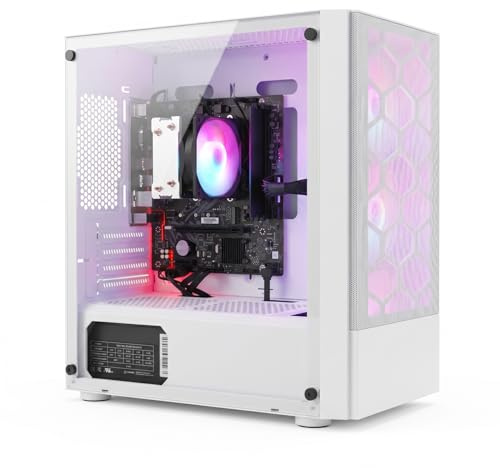 STGSivir PC Gaming Fisso, Ryzen 5 3400G, Vega 11, 16G DDR4, 512G SSD | Computer Gaming per Streaming, Editing Video, Compiti, fino a 4.0 GHz, WiFi 6, BT 5.0, HDMI, Win11 Pro, Case ARGB