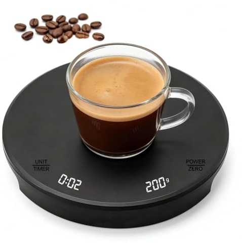 Mini-Kaffeewaage mit Timer, Digitale Küchenwaage mit Automatischer Zeitmessung, 3kg/0,1g Präzisionswaage, USB-C Espresso Waage mit HD LCD Display, Tara Funktion für Pour Over & Kaffeezubereitung