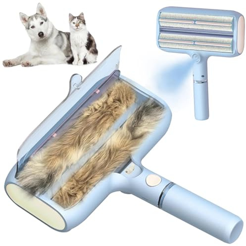 Aoisyesbig Tierhaarentferner Fusselrolle mit Sprühfunktion,WiederverwendbarPremium Fusselrolle für Hundehaare und Katzenhaare, für Sofa, Teppich, Bett und Auto,Doppelrolle,Blau