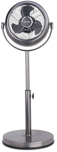 Air Pro 8 Pedestal Fan Retro Style Metal Standing Fan Adjustable Height and Tilt - Powerful Airflow For Instant Cooling 3 Speeds Compact Electric Fan to use at Home Office or Bedroom