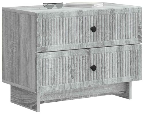 vidaXL Nachttisch Graues Sonoma 62 x 34,5 x 47,5 cm Holzwerkstoff, Geräumiger Nachttisch, Vintage rechteckiger Organizer, kompakte Schlafzimmermöbel, Elegante Tischdeko