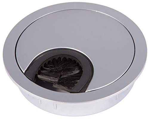 SOTECH 2 Stück Kabeldurchlässe Schreibtischdurchlass aus Metall Chrom matt Bohrmaß Ø 68 mm Schreibtisch mit Staubdichtung