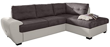 Cotta 2-Otm Ecksofa, Sitz+Rücken Strukturgewebe, 100% Korpus Kunstleder PU, 64% Polyurethan, 25% Polyester, 11% Baumwolle, 174 x 244 x 88 cm, mud/weiß