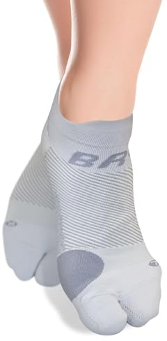 Bunion Relief Socks by OrthoSleeve, Patented Split-Toe Design with a Cushioned Bunion Pad Separates Toes, Relieves Bunion Pain and Reduces Toe Friction - Grey S