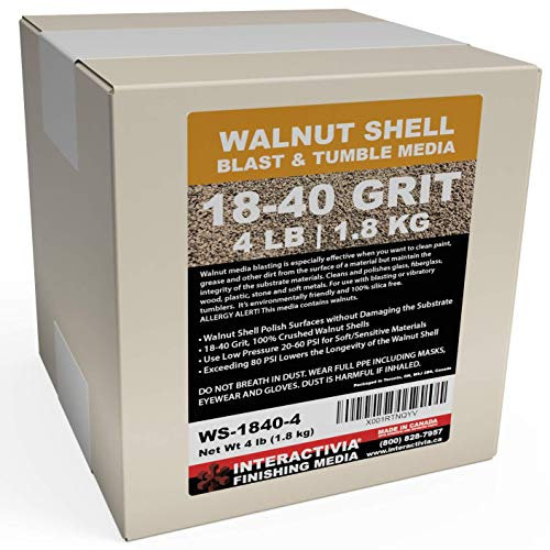 1,8 kg ou 1,8 kg de coquilles de noix moulues, grain 18–40 – Coquilles de noyer fines pour culbutage, vibratoire ou sablage