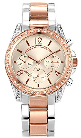 NUOVO Montre Femme Or Rose Acier Inoxydable Bracelet Argent Quartz Analogique Diamant Montre pour Femme Mode