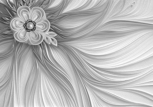 wandmotiv24 Fototapete Perlen grau Blume, XXL 400 x 280 cm - 8 Teile, Wanddeko, Wandbild, Wandtapete, Abstrakt, Perle, 3D-Effekt M1202