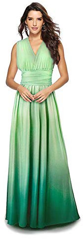 FYMNSI Damen Multi-Way Farbverlauf Wickelkleid Langes Abendkleid Hochzeit Brautjungfernkleid Bodenlang Partykleid Cocktailkleid Cabrio V-Ausschnitt Sexy Rückenfrei Maxikleid Sommer Strandkleid Grün XL
