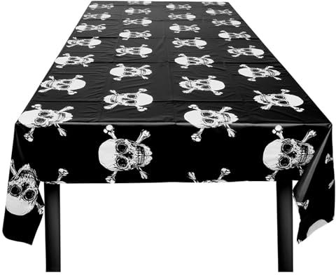 Boland 74115 - Tischdecke Pirat, Größe 130 x 180 cm, Tischtuch mit Totenkopf Motiv, Dekoration, Partydeko für Geburtstag oder Mottoparty
