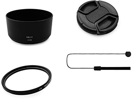 kinokoo 58mm-UV-Filter-Kameraobjektiv-Zubehörsatz für Nikon D5600/D5300/D3400/D3500, umschaltbare 58mm-Gegenlichtblende mit einem 58mm-Objektivdeckel und Einer Leine, Objektivschutzkit(D)