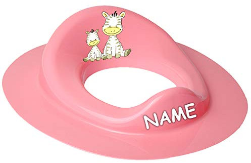 Toilettensitz/Toilettenaufsatz/Sitzverkleinerer - rosa - pink Tiere - Zebra inkl. Name - Bieco - Standardgröße mit Lehne & Pullerschutz - Verkleinerer..
