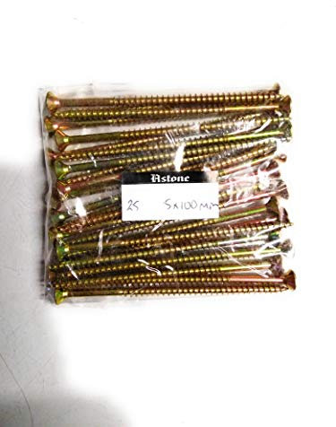 zinc and Yellow passivated Wood Screws (25, 5 x 100mm)