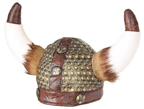 W WIDMANN MILANO Party Fashion 09169 - Vikingerhelm mit Hörnern und Fell, Nordmann, Räuber, Hut, Kopfschmuck, Accessoire, Mottoparty, Karneval