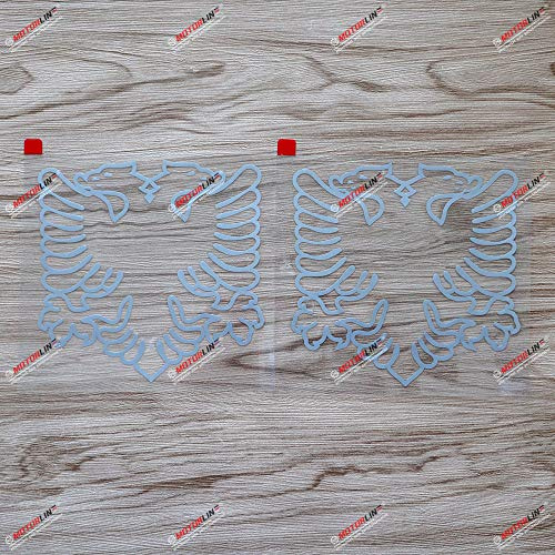 (2) 12,7 cm Albanischer Doppeladler Autoaufkleber Sticker, Silber, Vinyl, ohne Hintergrund, konturgeschnitten, Stil C