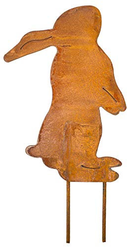 B2S BACK2SEASON Metall Stecker Hase Flecki Hasendeko Ostern Edelrost Gartenstecker H=40cm
