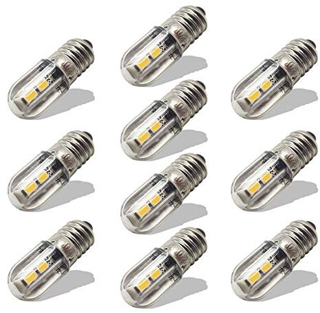 Ruiandsion E10 LED-Glühbirne 220V 230V AC Energiesparende LED-Anzeigelampe E10 Schraubsockel 3030 4SMD Chipsätze LED Upgrade Glühbirne, Gelb (10er Pack)