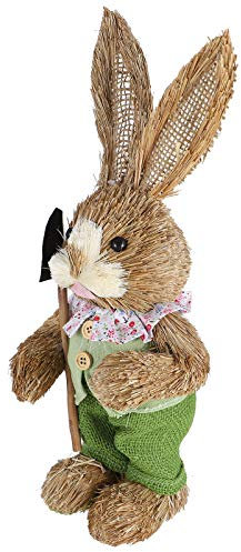 STOBOK Hase Figur Stroh Kaninchen Osterhase Rustikale Desktop Ornament Häschen Osterdeko Landhausstil Ostern Frühling Festival Party Büro Zuhause Wohnzimmer Dekoration Foto Prop Stil B