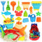 Elovien Beach Sand Toys, 24Pcs Sand Pit Toys with 2 Collapsible Buckets and Spade, Mesh Backpack Bag, Sand Molds and Watering Can, Summer Outdoor Toys for Kids Toddlers Boys Girls