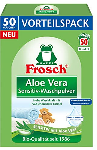 Frosch Detergente en polvo Sensitive (50 WL), detergente para alérgicos y pieles sensibles con extracto de aloe vera, 1 unidad (1 x 3,3 kg)