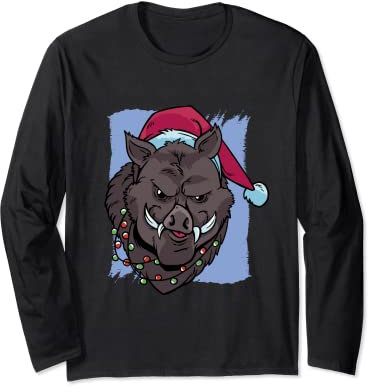 Keiler mit Weihnachtsmann Mütze Xmas für Jäger Langarmshirt