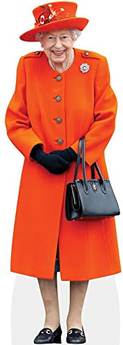 HRH The Queen (Orange Outfit) Pappaufsteller lebensgross