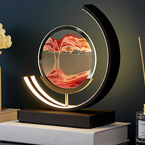BVJKHQ Sandbilder zum Drehen, Fließende Sandmalerei, Tischlampe, Nachttischlampe Dimmbar, Kunst 3D 360° Drehbarer Treibsand Beleuchtung Dekoration Weihnachten Thanksgiving Romantisches Geschenk