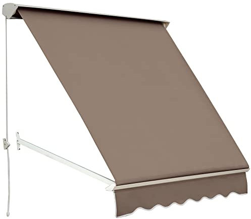 Outsunny Tenda da Sole Avvolgibile 180×70cm con Angolazione 0-120°, Tenda a Caduta da Esterno in Alluminio e Poliestere Anti UV, Marrone
